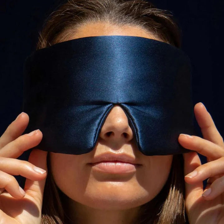 Masque de sommeil en soie 100 % - Bleu marine
