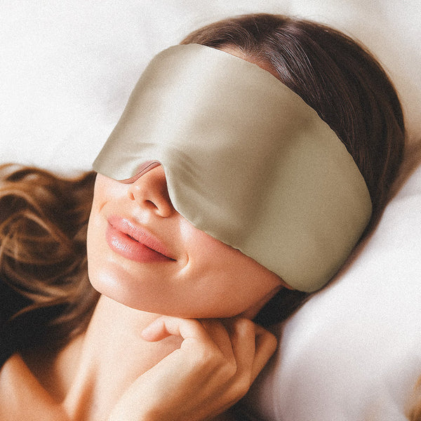 Masque de sommeil en soie 100 % - Beige