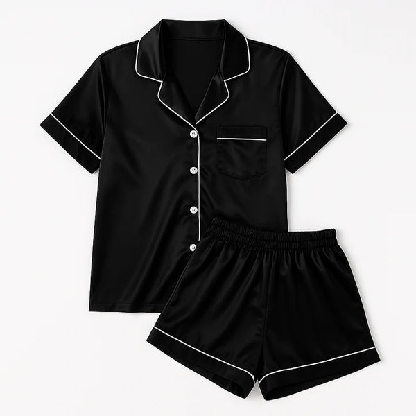 Ensemble pyjama en soie – Noir