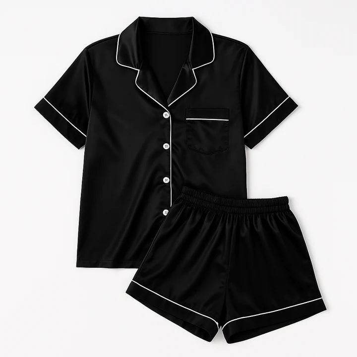 Ensemble pyjama en soie – Noir