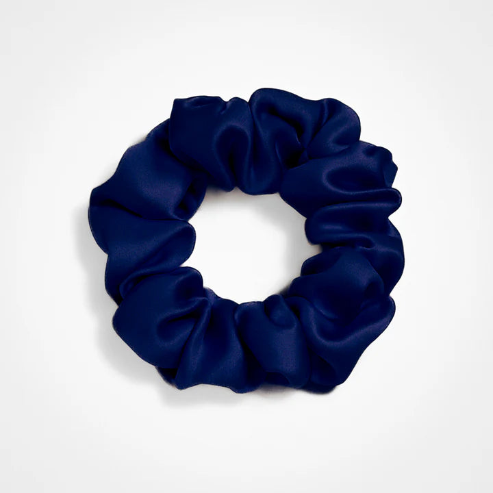 Chouchou en soie original - Bleu marine