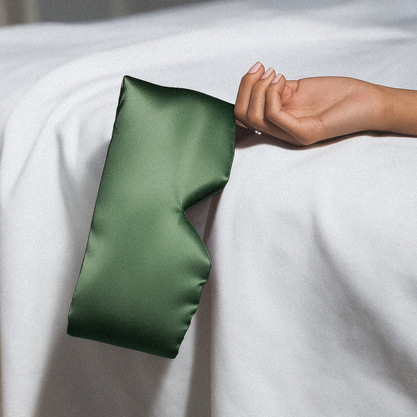Masque de sommeil en soie 100 % - Vert olive