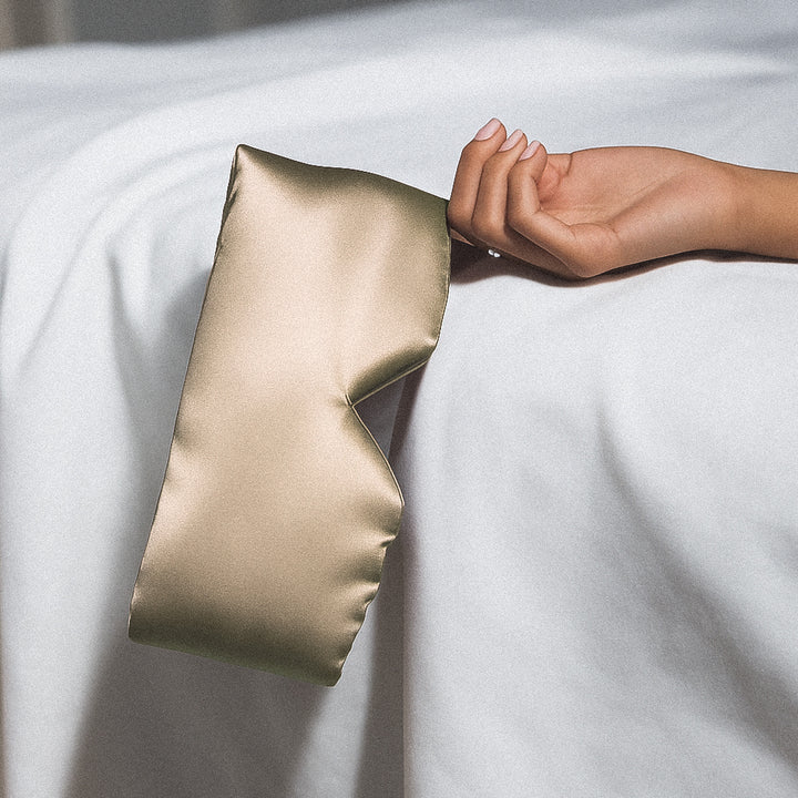 Masque de sommeil en soie 100 % - Beige