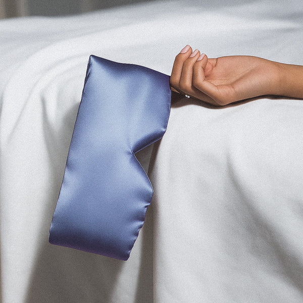 Masque de sommeil en soie 100 % - Bleu