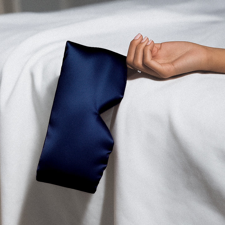 Masque de sommeil en soie 100 % - Bleu marine