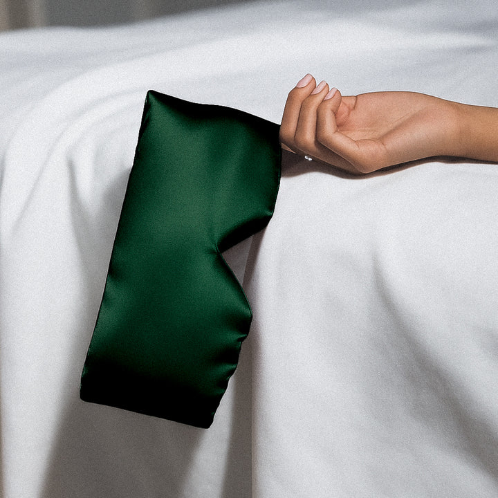 Masque de sommeil en soie 100 % - Vert sapin