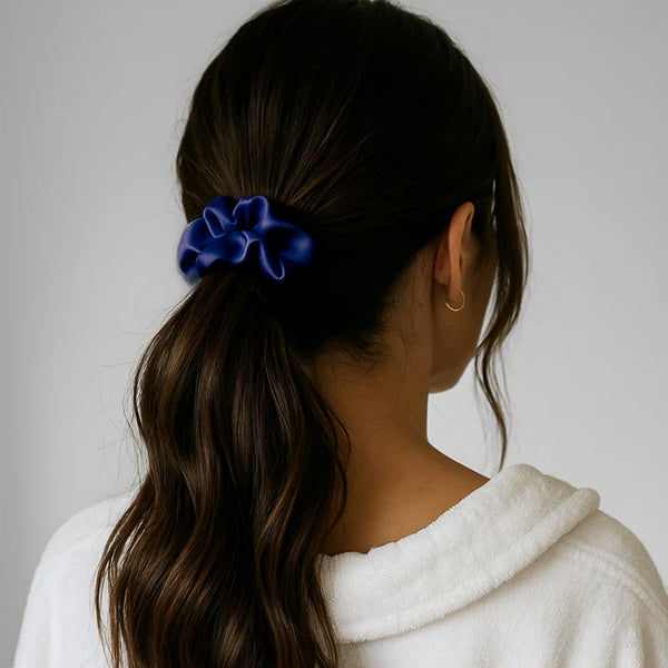 Chouchou en soie original - Bleu marine