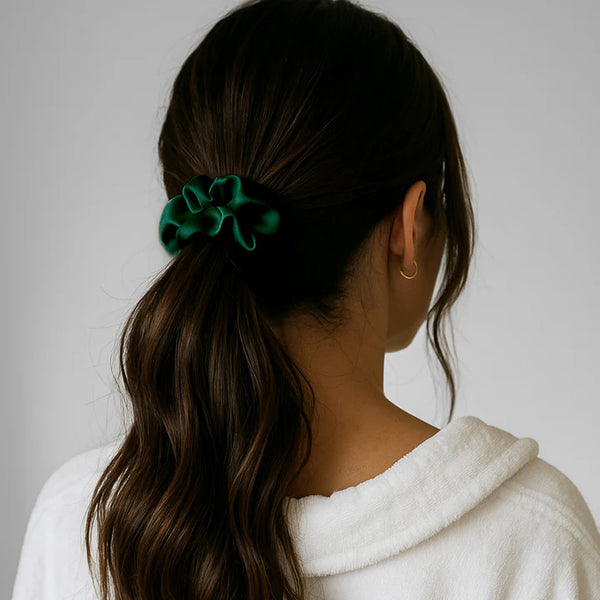 Chouchou en soie original - Vert pois