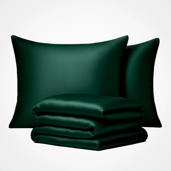 Parure de couette en soie haut de gamme - Vert