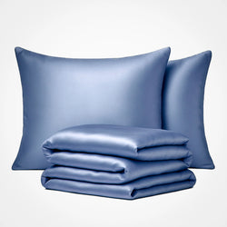 Parure de couette en soie haut de gamme - Bleu
