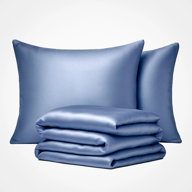 Parure de couette en soie haut de gamme - Bleu