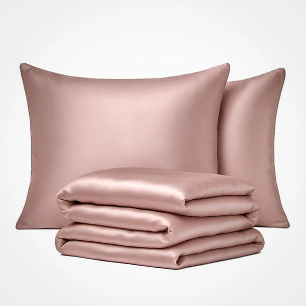 Parure de couette en soie haut de gamme - Rose doré