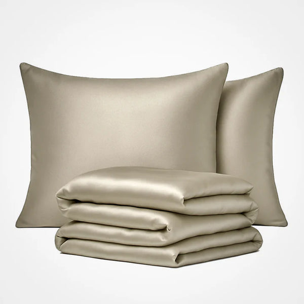 Parure de couette en soie haut de gamme - Beige