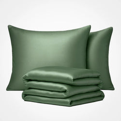Parure de couette en soie haut de gamme - Vert olive