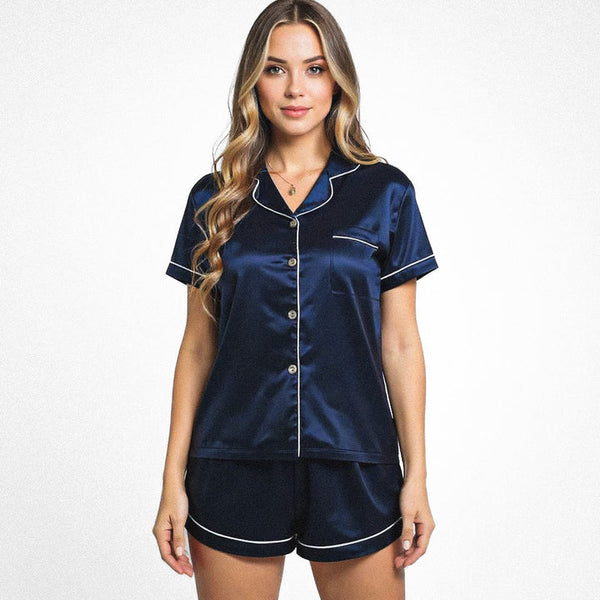 Ensemble pyjama en soie – Bleu marine